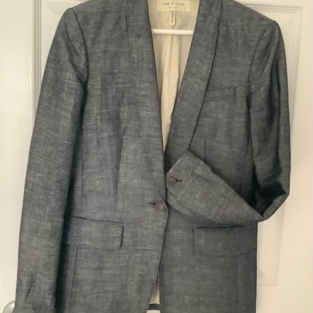 Rag & Bone New York,women’s Blazer,blue indigo denim one button closure,size 2